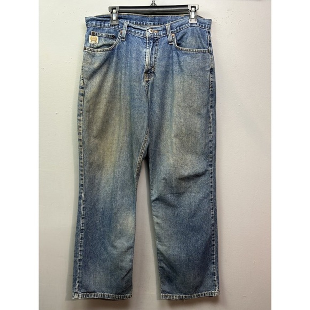 Cinch Jeans Mens 34x30 Blue‎ Denim Relaxed Fit RMCC-1217-C Straight Leg Thrashed
